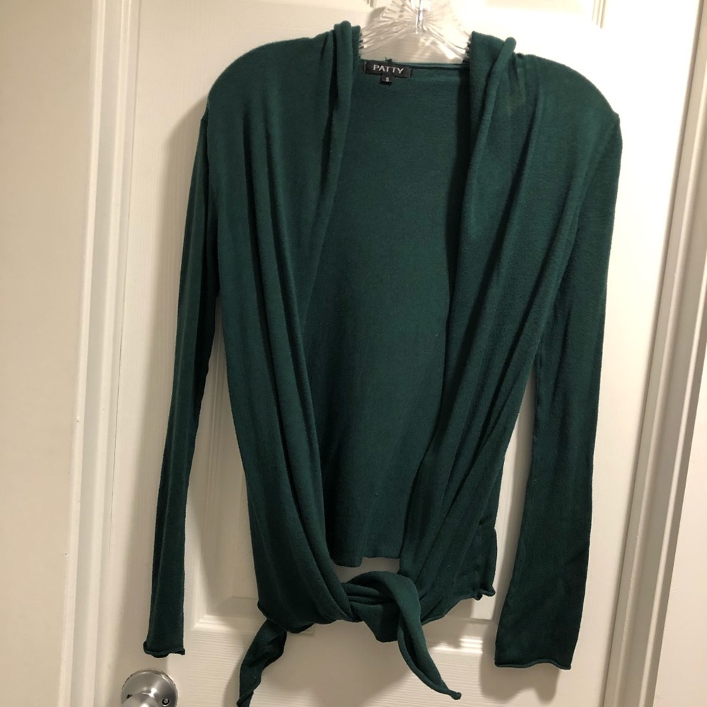 Green hooded cardigan